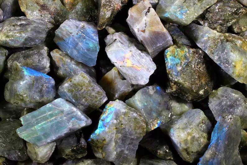 Zenkeeper 1Lb Raw Labradorite Stones for Tumbling, Polishing, Rough Labradorite Crystals Bulk Rough Gemstone for Jewelry Making, Healing, Meditation, Reiki - Image 1