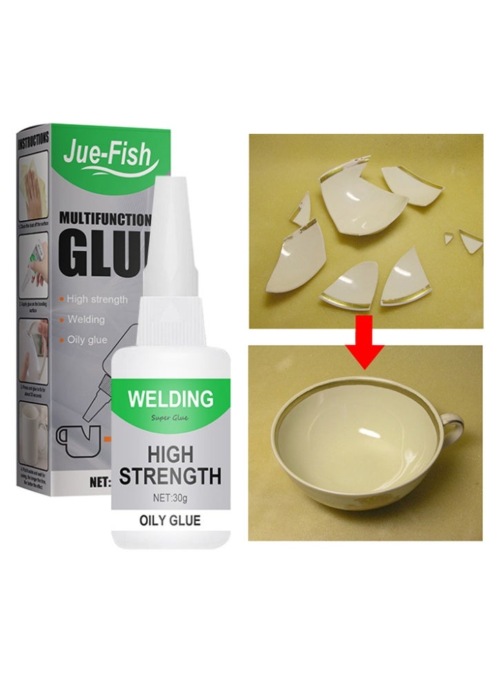 JUE-FISH Multifunctional Glue, Welding High-Strength Oil Glue, Multi-Purpose Super Glue, Uniglue Universal Super Glue, Suitable For Tiles, Glass, Wood, Shoes 30g  - Image 1