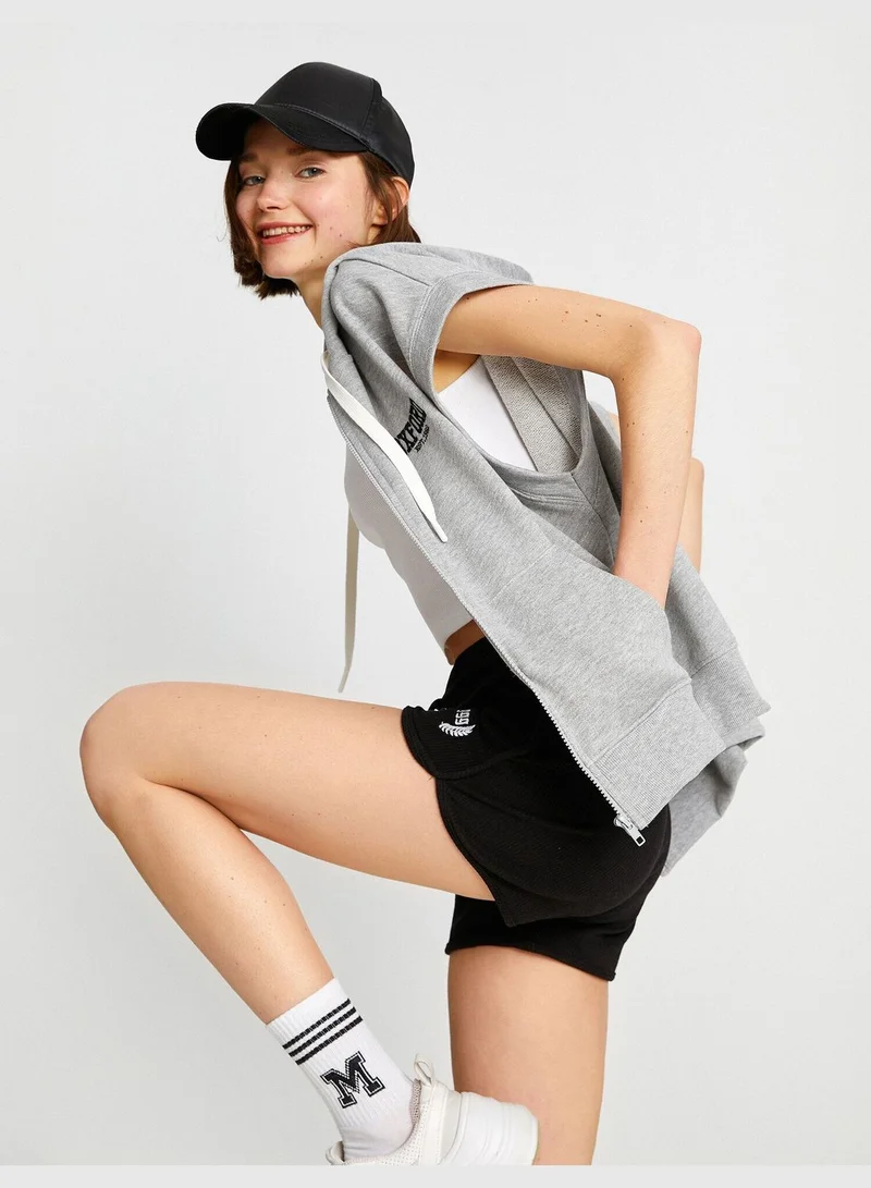 كوتون Short Sleeve Zip Up Sweatshirt