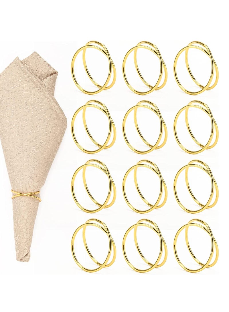 Barakah Gold Napkin Rings, 12 Pieces Metal Spiral Napkin Rings, Napkin Holders Buckles for Wedding, Dinner Party, Buckles Simple Alloy Napkin Rings Serviette, Table Decorations - Image 1
