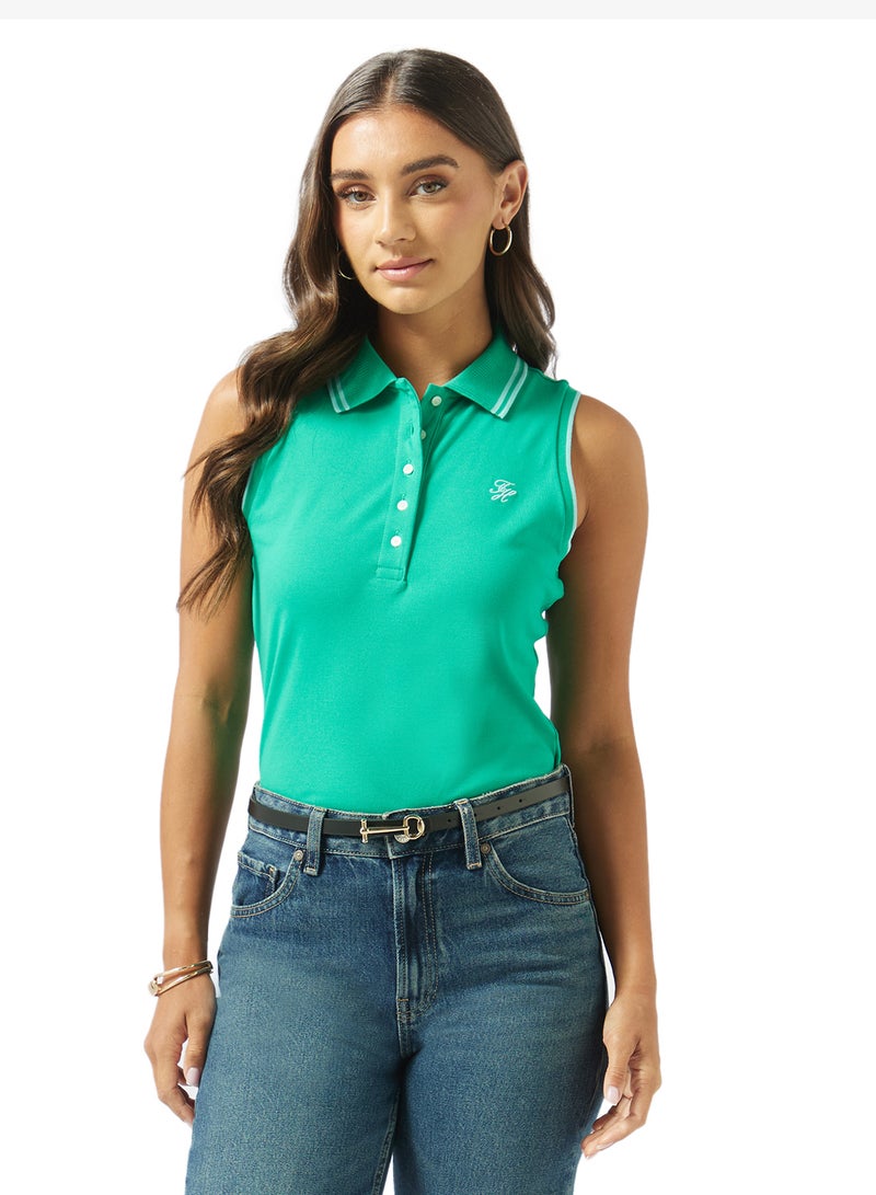 TOMMY HILFIGER 1985 Slim Fit Pique Sleeveless Polo Shirt - Image 1