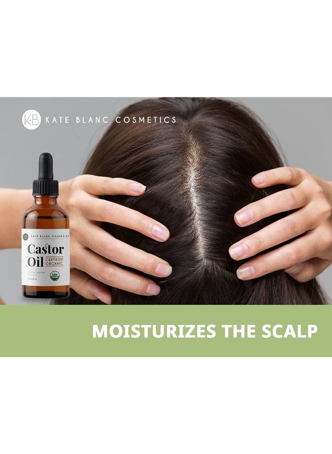 Kate Blanc Cosmetics Castor Oil Organic (2oz), 100% Pure, Cold Pressed, Hexane Free. Natural Oil for Hair, Eyelashes, Eyebrows. Skin Moisturizer with Starter Kit  - Image 4