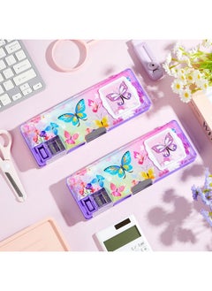 Henoyso Pencil Box For Girls Butterfly Pencil Case With Calculator And Pencil Sharpener Multifunction Pencil Case Cool School Supplies Back To School Gift Birthday Present For Kids Teens  - Image 4