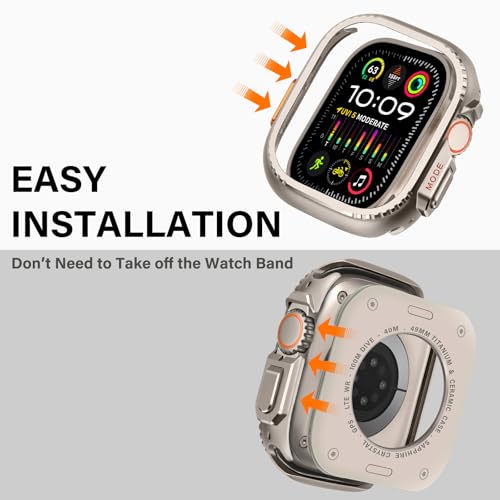 Bisikor 2 in 1 Metal Case Compatible with Apple Watch Ultra 3/2/1 49mm, Rugged Shockproof Metal Bumper Case with Back Cover for iWatch 49mm (Titanium) - Image 4