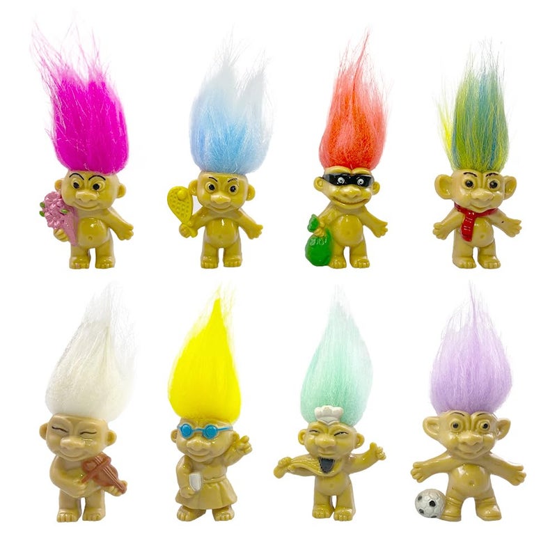 Yintlilocn 8PCS Troll Dolls 80s PVC Vintage Troll Doll Action Figures Chromatic Adorable for Collections School Project Arts and Crafts Party Favors - Image 2