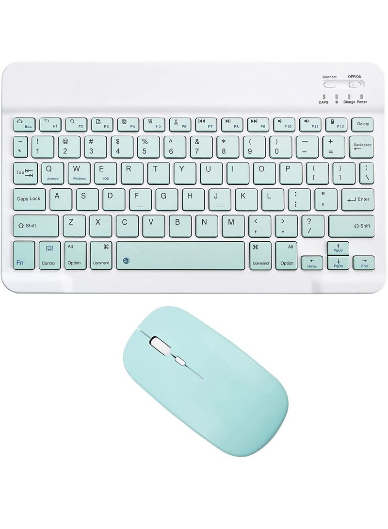 جينيكست لوحة مفاتيح بلوتوث فائقة النحافة وماوس كومبو قابلة لإعادة الشحن لوحة مفاتيح لاسلكية محمولة مجموعة الماوس لأبل باد اي فون دائرة الرقابة الداخلية 13 وما فوق سامسونج اللوحي الهاتف الذكي الروبوت ويندوز - Image 1