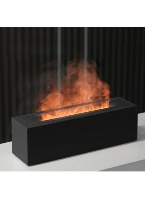 Flame Diffuser for Essential Oils with Aroma Humidifier, Air Essentials Fire Mist Ambientador, Flame Oil Diffuser, Volcano humidifier or Bonfire Diffuser with Flame humidifier (Black, 200ml)