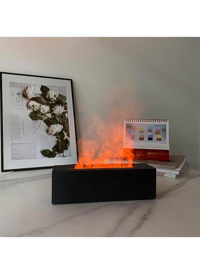 Flame Diffuser for Essential Oils with Aroma Humidifier, Air Essentials Fire Mist Ambientador, Flame Oil Diffuser, Volcano humidifier or Bonfire Diffuser with Flame humidifier (Black, 200ml)