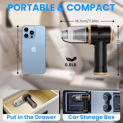 BELIBUY Mini Car Vacuum 15000Pa Portable Cordless Handheld Vacuum Cleaner and Air Duster with 2 Filter for Car, Sofa, Office, Pet, Home - Image 5
