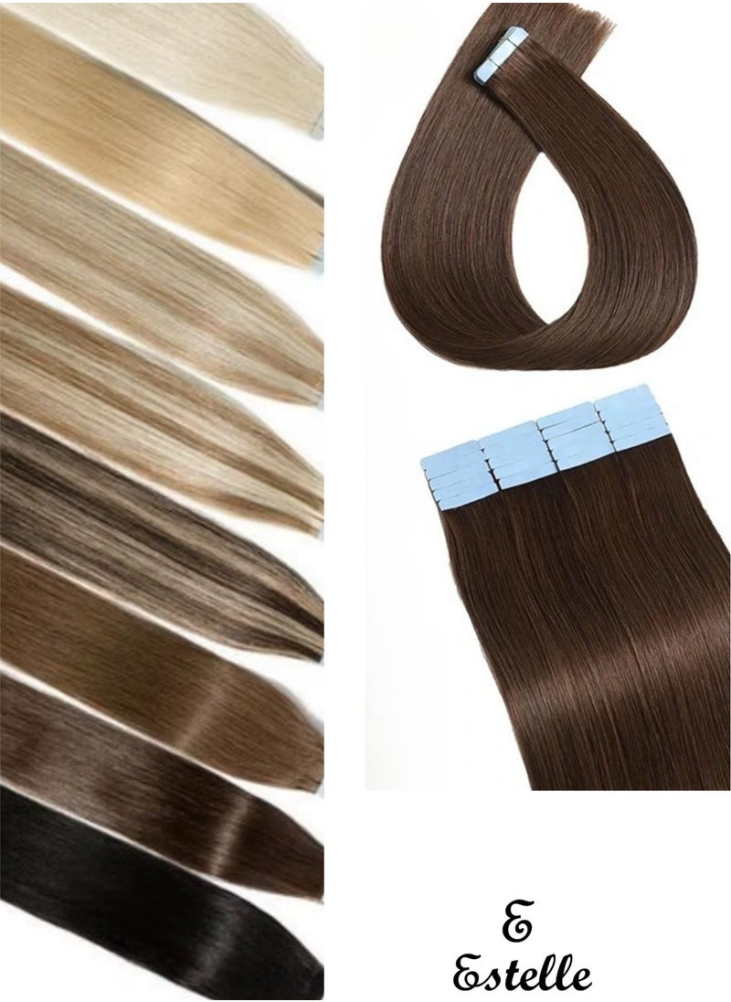 Estelle Invisible Tape in Hair Extensions Natural Human Hair Extensions 20 Pieces 50 Grams ,dark brown  - Image 1