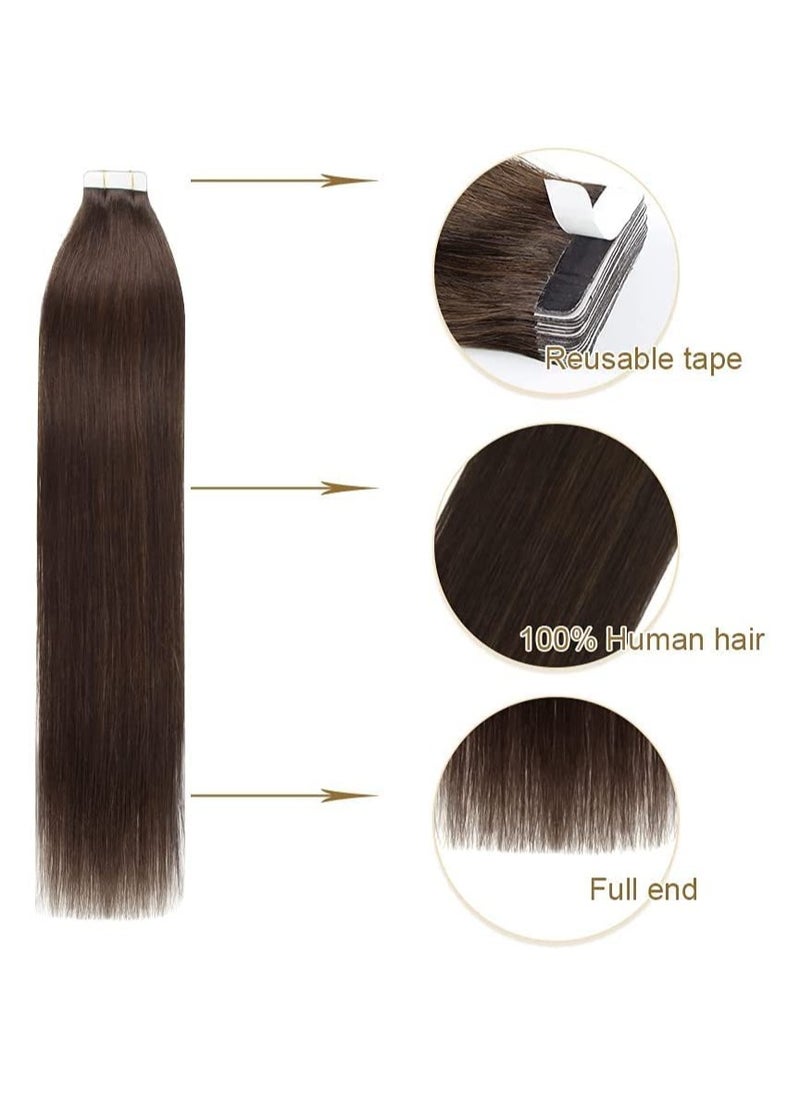 Estelle Invisible Tape in Hair Extensions Natural Human Hair Extensions 20 Pieces 50 Grams ,dark brown  - Image 4