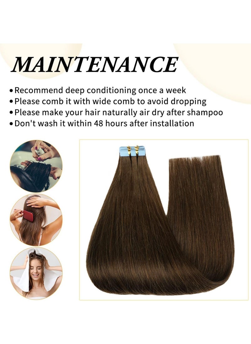 Estelle Invisible Tape in Hair Extensions Natural Human Hair Extensions 20 Pieces 50 Grams ,dark brown  - Image 3
