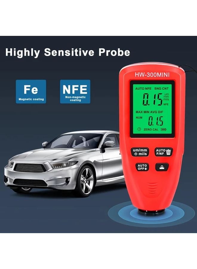 Red Digital Paint Thickness Tester LCD Meter 0 1mm Accuracy Automotive Tool - Image 1