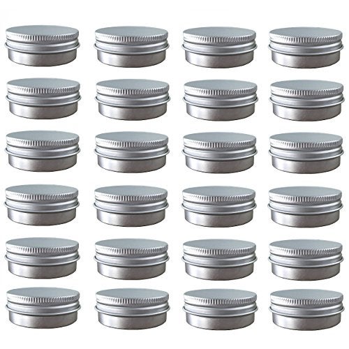 JOYWENG 24 Pack (2 Oz/60ml) Screw Top Round Aluminum Tin Cans, Metal Tin Storage Jar Containers with Screw Cap for Lip Balm, Cosmetic, Candles, Salve, Make Up, Eye Shadow, Powder, Tea - Image 1