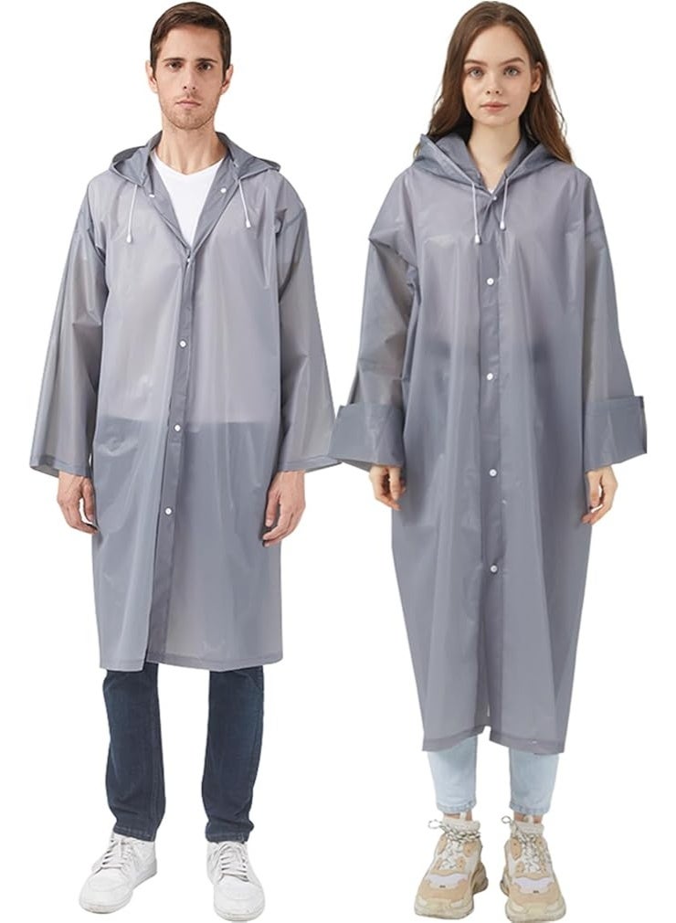 Rain Ponchos Raincoats for Adults Women, Reusable Rain Jacket Coats with Hood for Family Disney Park Travel 2 Pack - Image 1