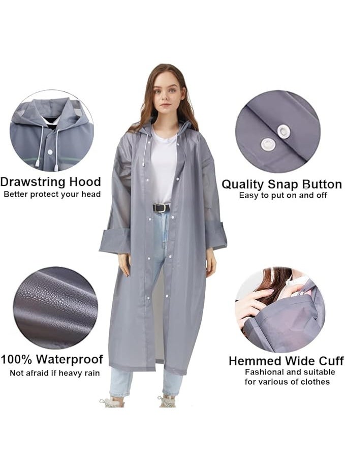 Rain Ponchos Raincoats for Adults Women, Reusable Rain Jacket Coats with Hood for Family Disney Park Travel 2 Pack - Image 2