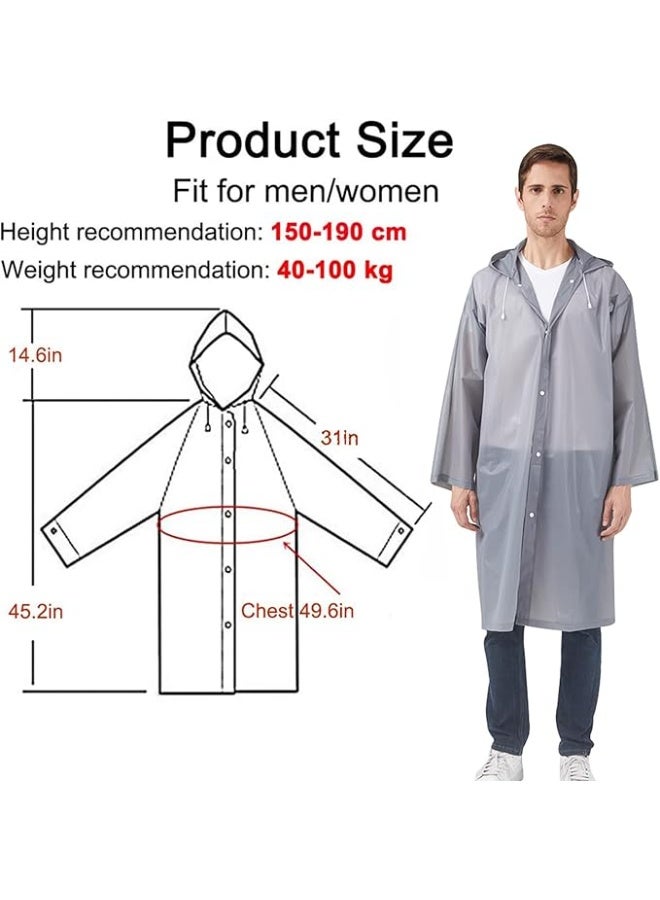 Rain Ponchos Raincoats for Adults Women, Reusable Rain Jacket Coats with Hood for Family Disney Park Travel 2 Pack - Image 3