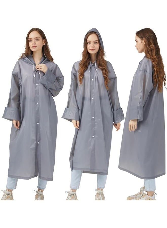 Rain Ponchos Raincoats for Adults Women, Reusable Rain Jacket Coats with Hood for Family Disney Park Travel 2 Pack - Image 4