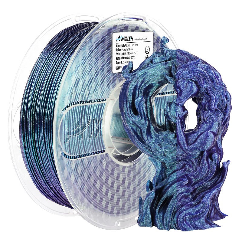 AMOLEN PLA 3D Printer FilamentPLA Filament 175mm Shiny Filament Color Change Purple Blue3D Printing Filament 1KG22lb