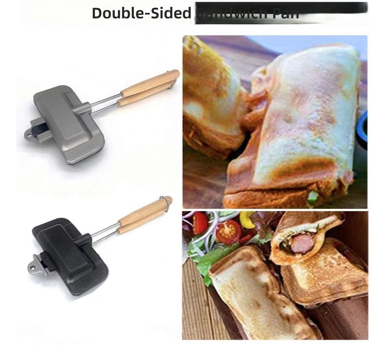 Double-Sided Sandwich Maker with Non-Stick Coating - Perfect for Toast, Breakfast & Outdoor Cooking - Image 4