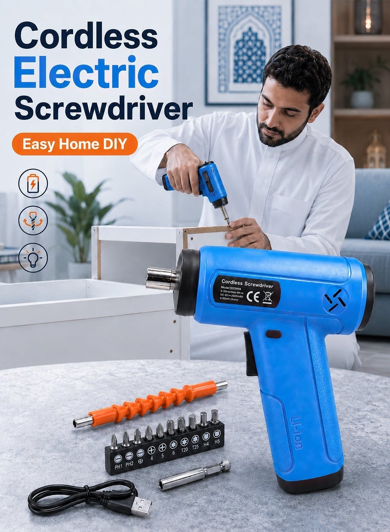 ALongDeng Cordless Electric Screwdriver Set 3.6V 2000mAh Rechargeable Lithium Battery with USB Charging Port LED Work Light Forward/Reverse Switch 18PCS Screwdriver Bits & Accessories with Storage Case Portable Power Screwdriver for Home DIY Furniture Assembly Electronics Repair - Image 2