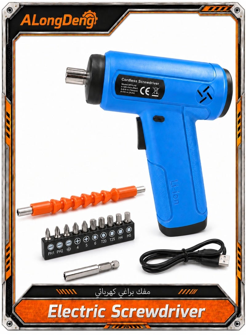 ALongDeng Cordless Electric Screwdriver Set 3.6V 2000mAh Rechargeable Lithium Battery with USB Charging Port LED Work Light Forward/Reverse Switch 18PCS Screwdriver Bits & Accessories with Storage Case Portable Power Screwdriver for Home DIY Furniture Assembly Electronics Repair - Image 1