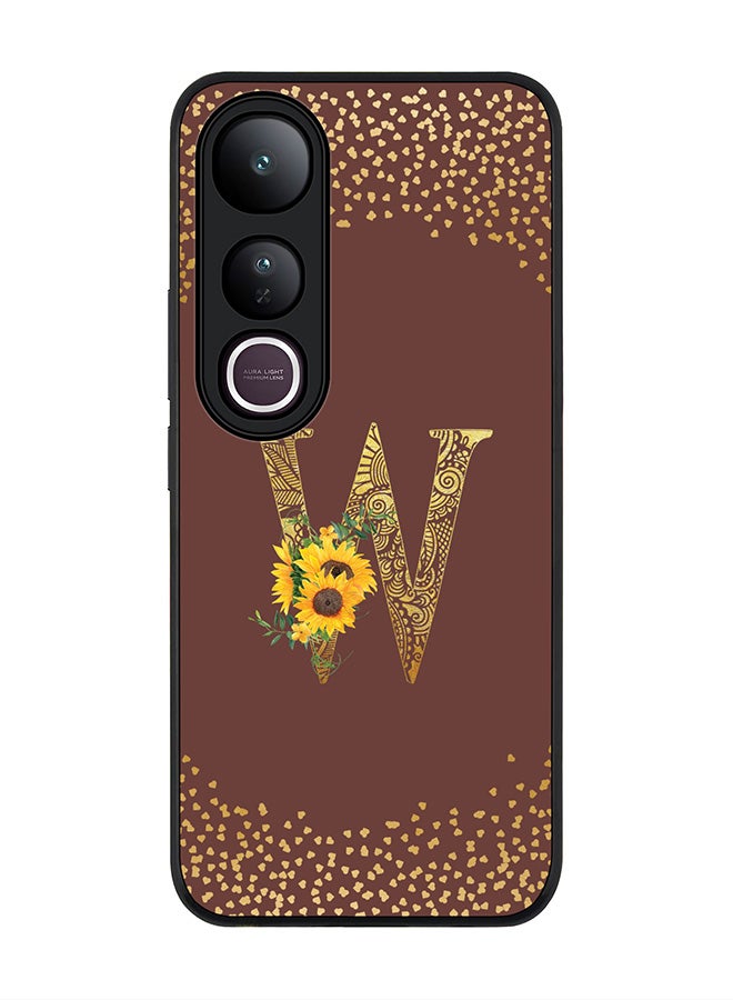 Stylizedd For vivo V50 Lite Case,Slim fit Camera Protection, Shockproof Thin Phone cover  - Custom Floral Monogram - W  (Brown )
