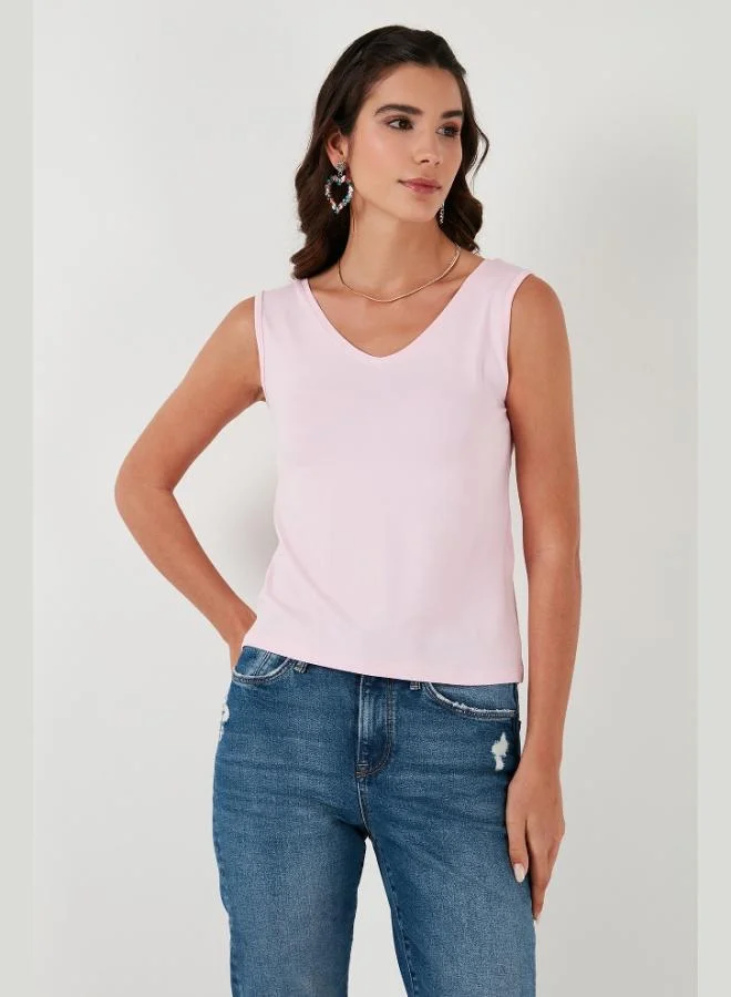 ليلا بلوزة نسائية ليلا بقصة ضيقة وياقة على شكل حرف  وأشرطة سميكة عبوة من قطعتين