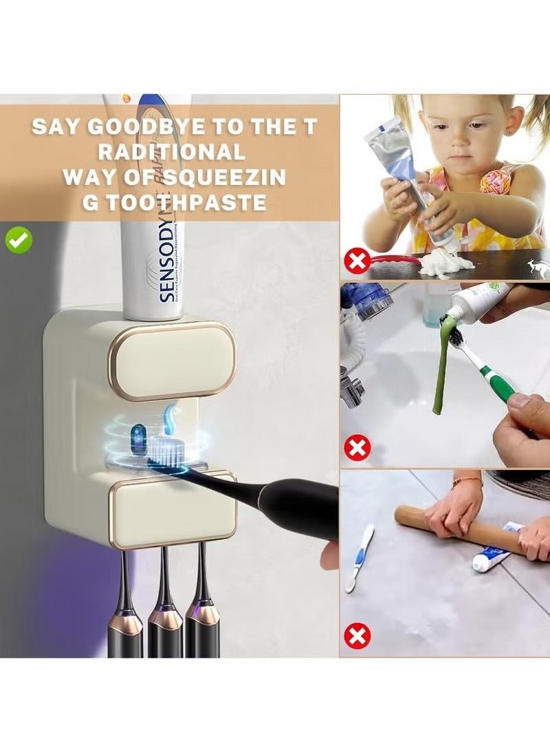 Beauenty Automatic Electric Toothpaste Dispenser, Adult Home Automatic Sensor Toothpaste Dispenser, Toothbrush Sterilizer Holder, Bathroom Wall Mount Toothpaste Pump - Image 3