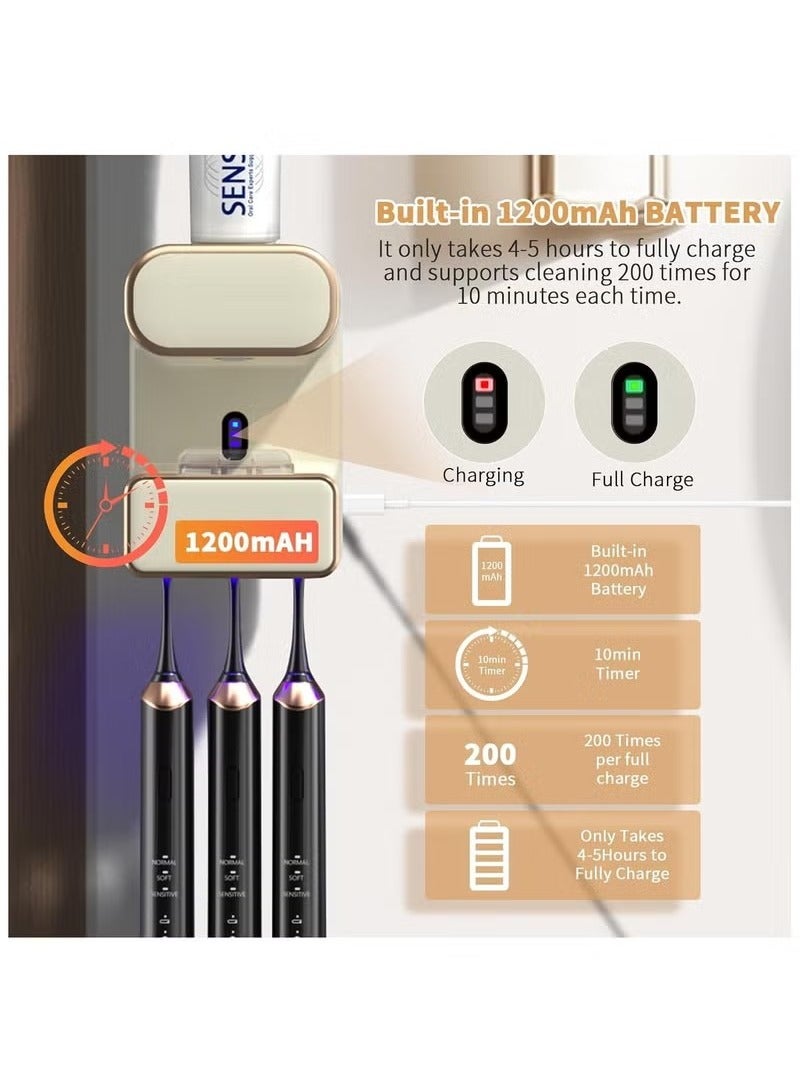 Beauenty Automatic Electric Toothpaste Dispenser, Adult Home Automatic Sensor Toothpaste Dispenser, Toothbrush Sterilizer Holder, Bathroom Wall Mount Toothpaste Pump - Image 4