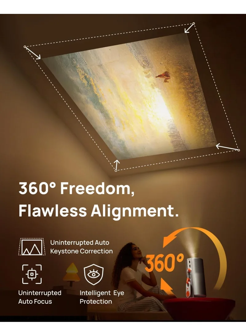 XGIMI MOGO 4 | Full HD Portable Projector + 1x Filter, 540 ANSI Lumens, 360° Built-in Stand, 2.5Hrs Movie Time, 2x 6W Harman/Kardon Speakers, Google TV, for Home/Work/Camping