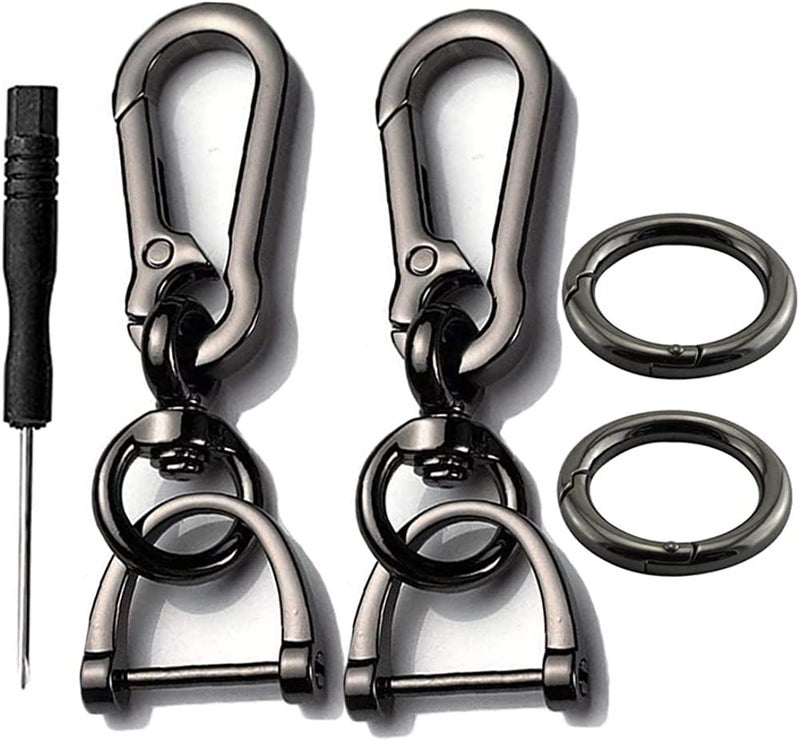Imeisuit 2 Sets Car Keychain car key clip QuickRelease Horseshoe Shape DRing Key Fob Holder with Round Carabiner Keychain - Image 2