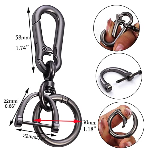 Imeisuit 2 Sets Car Keychain car key clip QuickRelease Horseshoe Shape DRing Key Fob Holder with Round Carabiner Keychain - Image 3