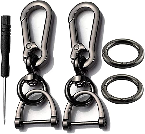 Imeisuit 2 Sets Car Keychain car key clip QuickRelease Horseshoe Shape DRing Key Fob Holder with Round Carabiner Keychain - Image 1
