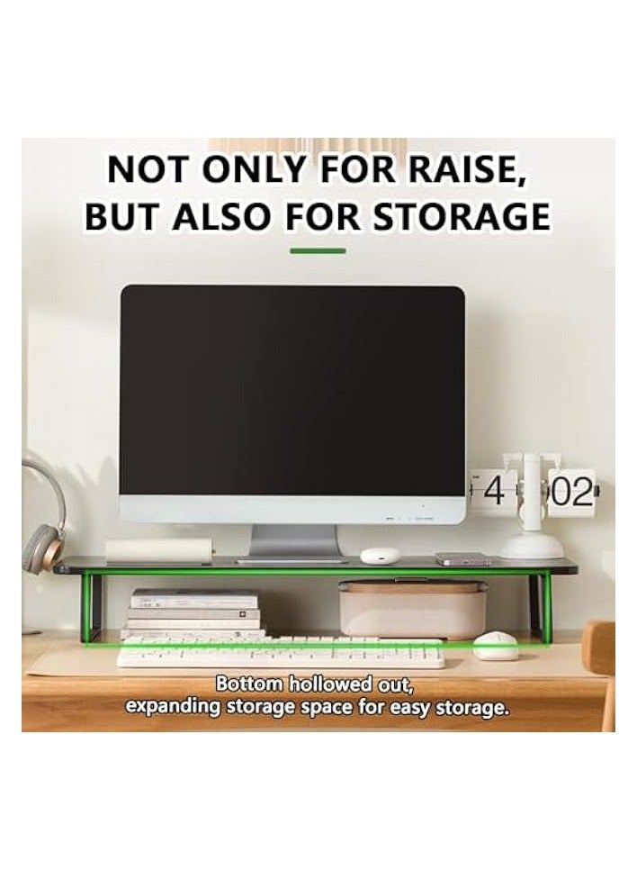 بروماس حامل شاشة، حامل شاشة خشبي مع منظم لوحة المفاتيح للكمبيوتر المحمول/الكمبيوتر/التلفزيون/الشاشة/الكمبيوتر الشخصي/الطابعة، رف سطح المكتب القوي للمنزل والمكتب والنوم ومستلزمات الدراسة (أسود، طول 80 سم) - Image 5