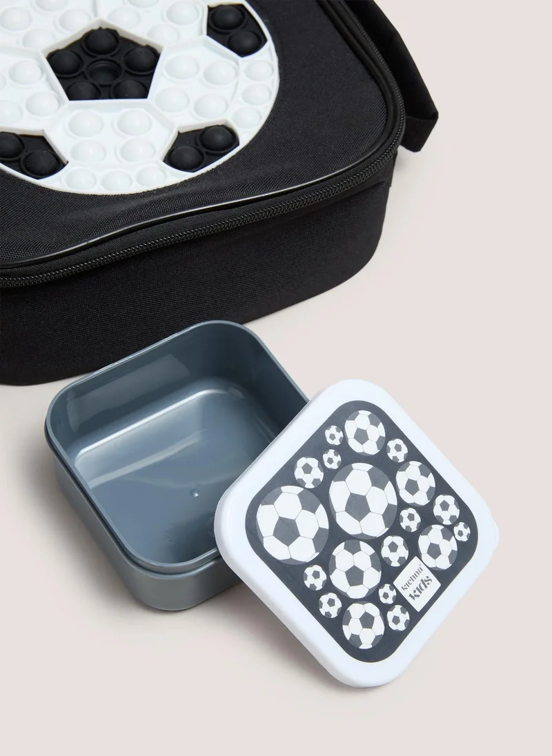 Matalan Black Football Lunch Bag & Snack Box