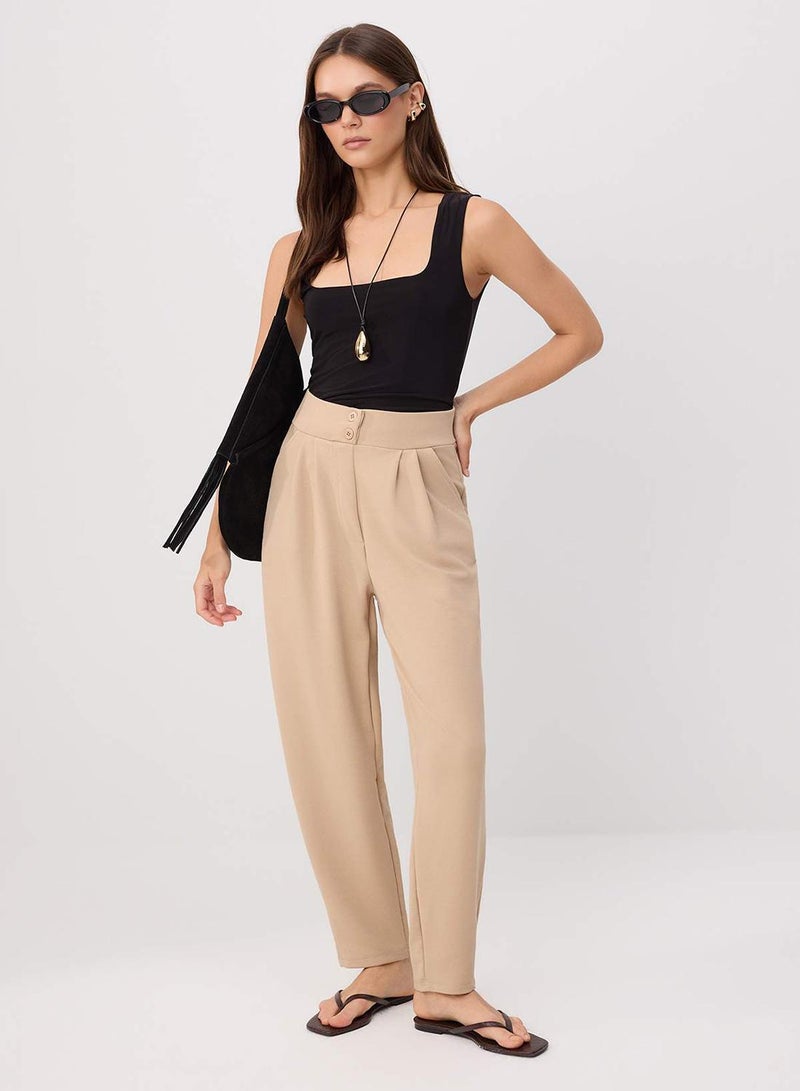 trendyol Stone Carrot Pattern Knitted Trousers - Image 2