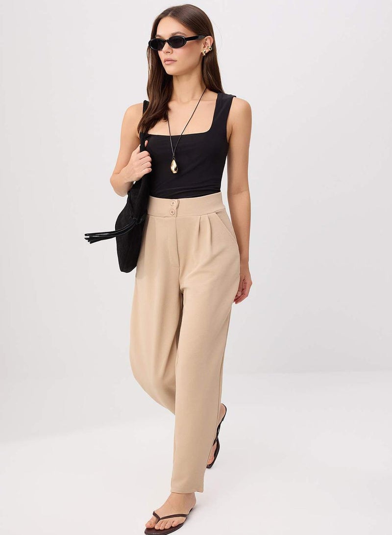 trendyol Stone Carrot Pattern Knitted Trousers - Image 1