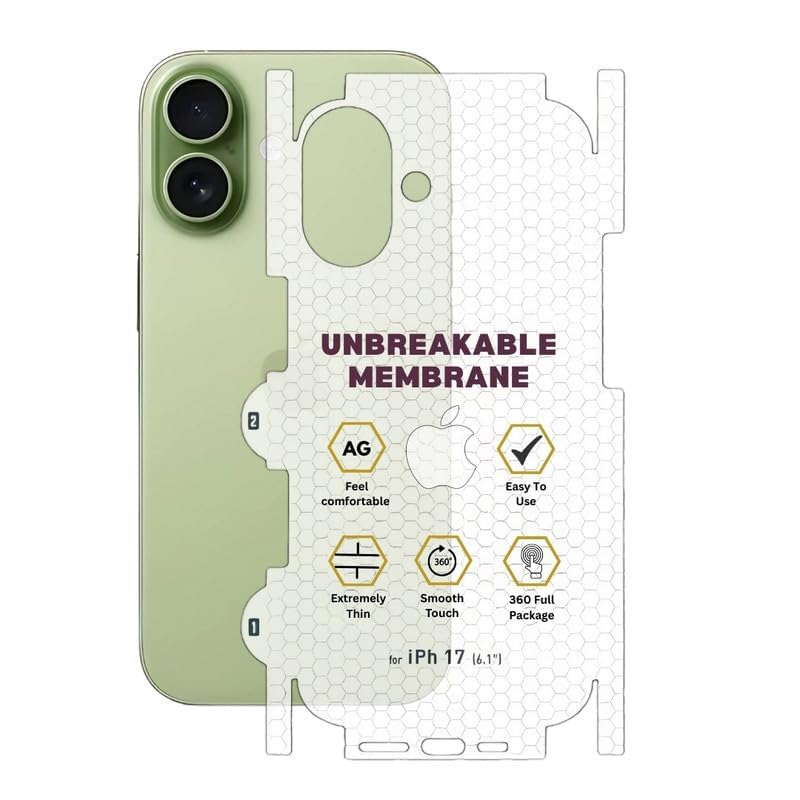 RODMED Matte Finish Full Body Cover Back Protector Compatible with iPhone 17 | Unbreakable Membrane Scratch Guard Full Fit Protective, Case Friendly, (Back & Side) (Pack of 1) - Image 3