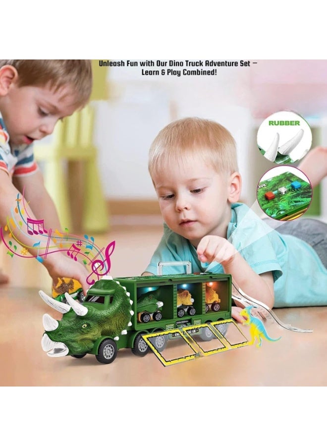 إس تي زون لعبة شاحنة الديناصورات للأطفال مع أضواء وموسيقى – مسار إطلاق سيارات ديناصورات مع سيارات صغيرة – هدية للأطفال من عمر 3 إلى 8 سنوات - Image 4