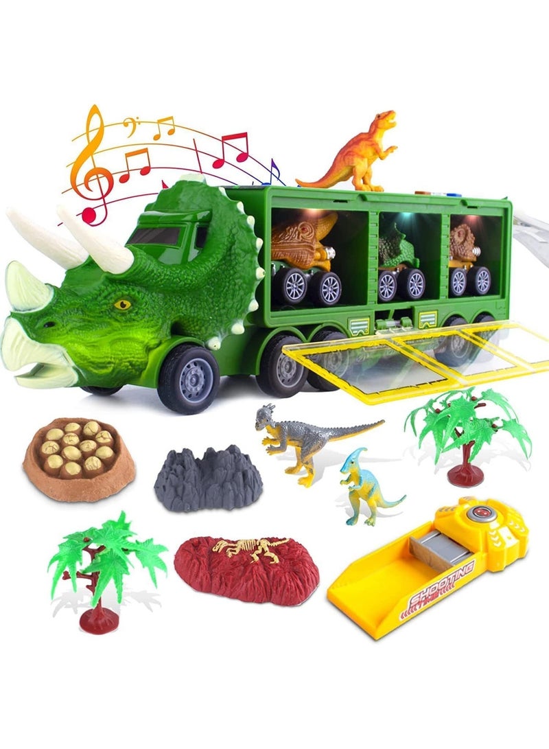 إس تي زون لعبة شاحنة الديناصورات للأطفال مع أضواء وموسيقى – مسار إطلاق سيارات ديناصورات مع سيارات صغيرة – هدية للأطفال من عمر 3 إلى 8 سنوات - Image 1