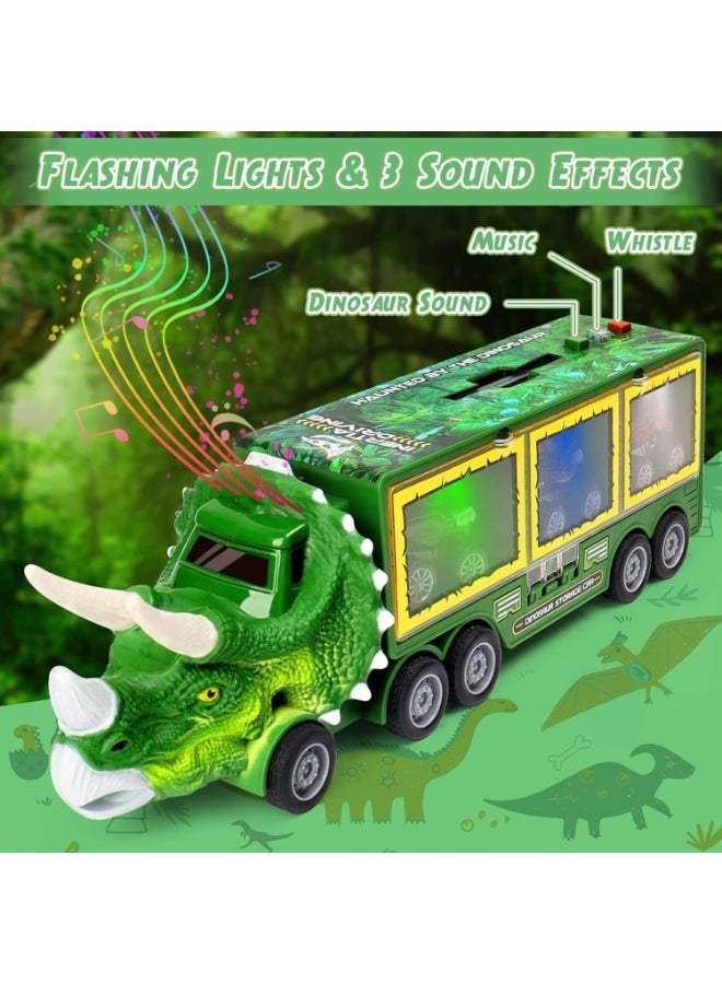 إس تي زون لعبة شاحنة الديناصورات للأطفال مع أضواء وموسيقى – مسار إطلاق سيارات ديناصورات مع سيارات صغيرة – هدية للأطفال من عمر 3 إلى 8 سنوات - Image 2