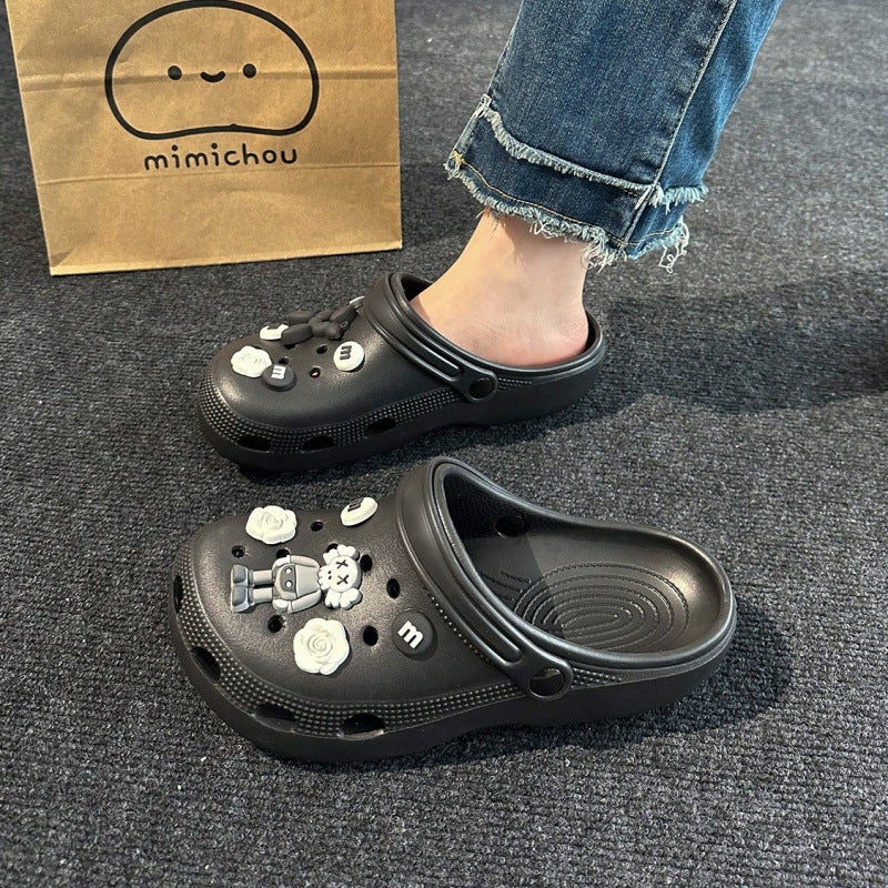 Hole Shoes Women's Summer Korean-style Ins Trendy Cute Couple Casual All-match Outwear Thick-soled Beach Shoes Sandals for Men - Image 1