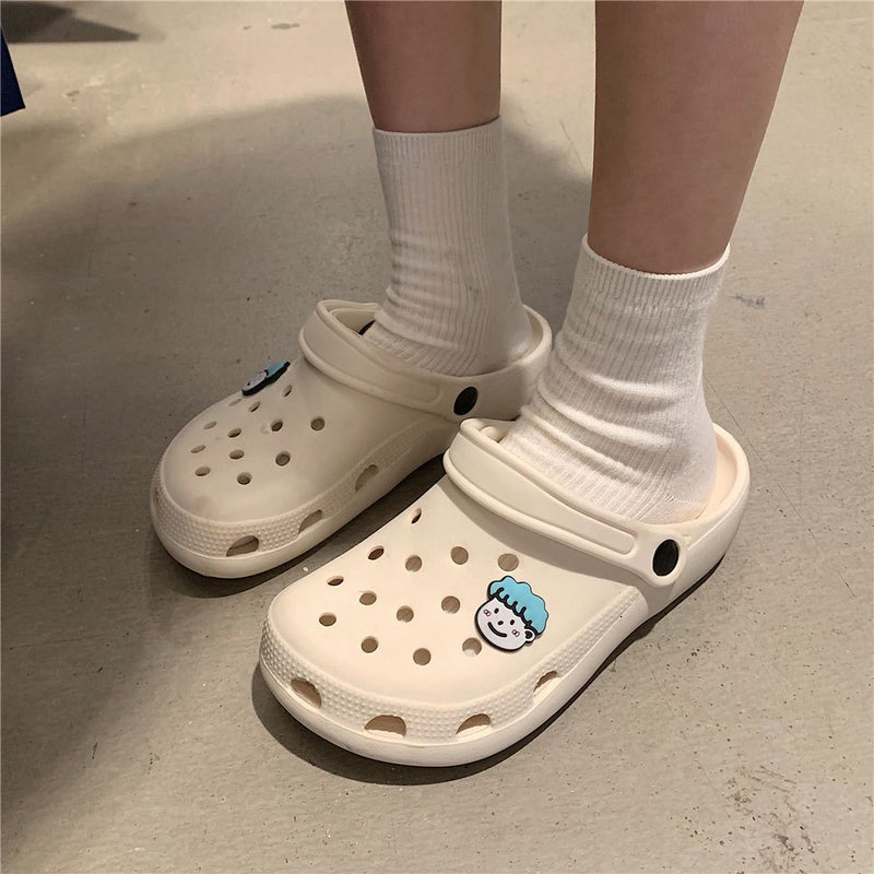 Hole Shoes Women's Summer Korean-style Ins Trendy Cute Couple Casual All-match Outwear Thick-soled Beach Shoes Sandals for Men - Image 5