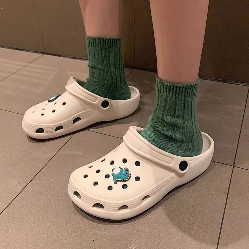 Hole Shoes Women's Summer Korean-style Ins Trendy Cute Couple Casual All-match Outwear Thick-soled Beach Shoes Sandals for Men - Image 2