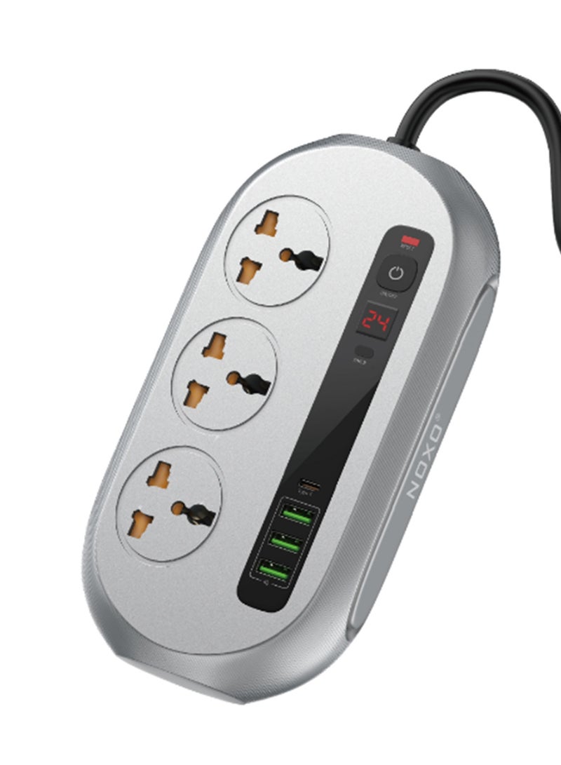 NOXO PSN-1 Smart Power Strip – 2500W Surge Protector with Programmable Timer - Grey - Image 1