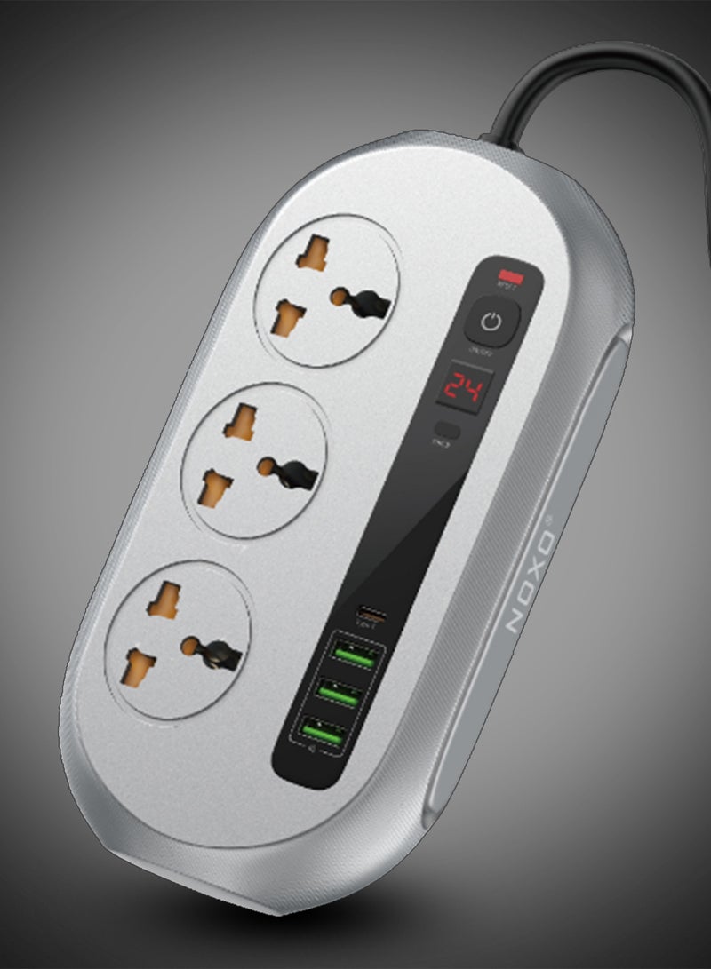 NOXO PSN-1 Smart Power Strip – 2500W Surge Protector with Programmable Timer - Grey - Image 5
