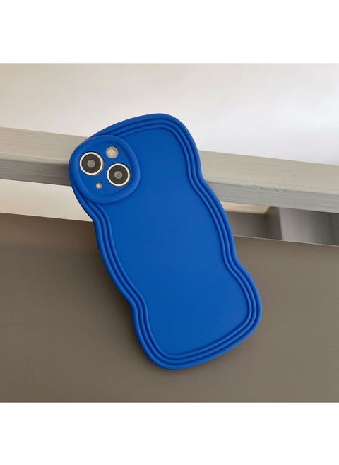 Ins Niche Wind Wave Edge IPhone16/15Pro Max Apple 14/13 Mobile Phone Case Soft Case-Color:KD Oil Injection Wave Edge Crein Blue-Applicable Model:15pro Max (without Packaging)