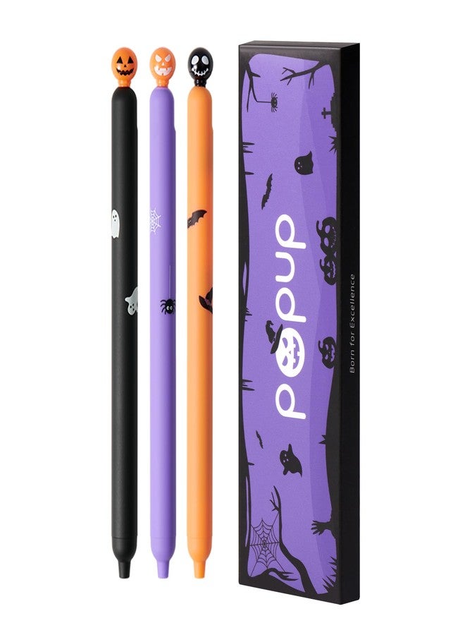 Kaco POPUP Gel Pens 3 Pieces for Halloween 0.5mm Cute Stationery Journaling Note Taking Quick Drying Aesthetic Pens, Black Ink - Image 1