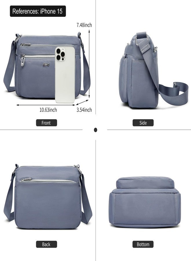 ETidy Casual Nylon Shoulder Bag For Women Waterproof Lightweight Crossbody Purse Hobo Bag, Light Grey Upgrade, Large size - Image 2